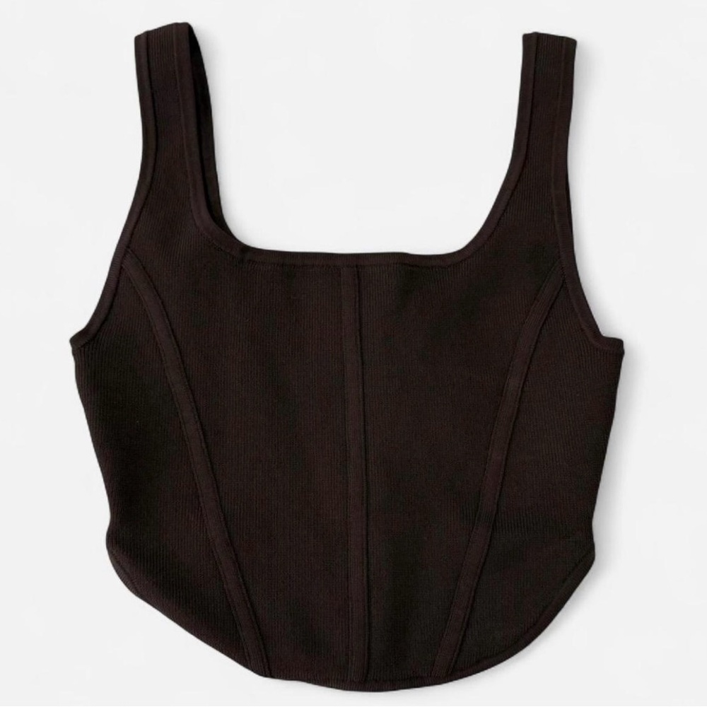 Babaton Black Fitted Bustier Tank Top